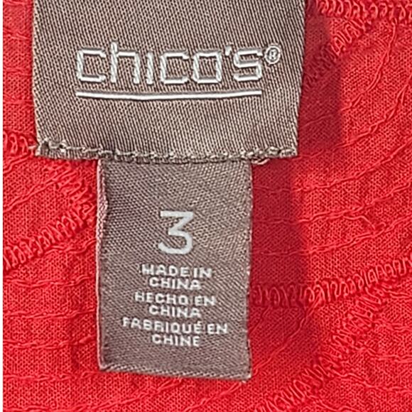 Chico's Promenade Embroidered Top in Hibiscus 3/4 Sleeve Size 3 - XL - 16 - Picture 6 of 11